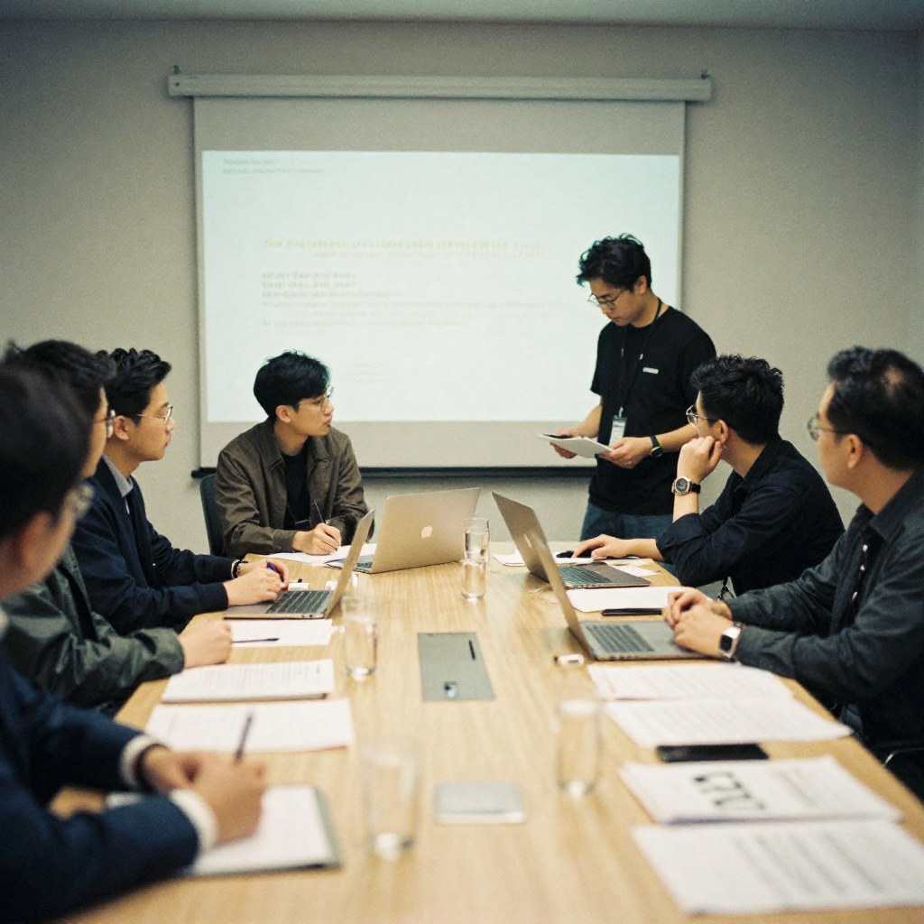 Reunión estratégica de equipo planificando proyectos